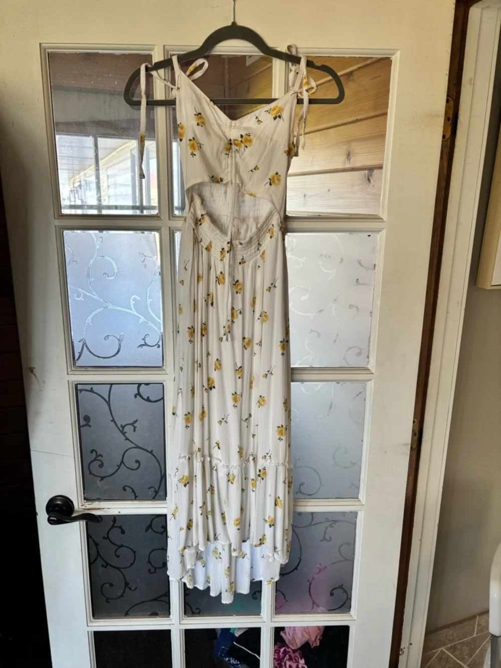 Hollister White Maxi Dress with Yellow Floral Print - Picture 1 of 4